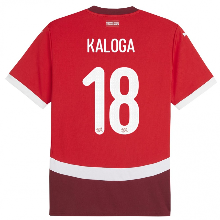 Kids Football Switzerland Issa Kaloga #18 Red Home Jersey 24-26 T-Shirt Uk