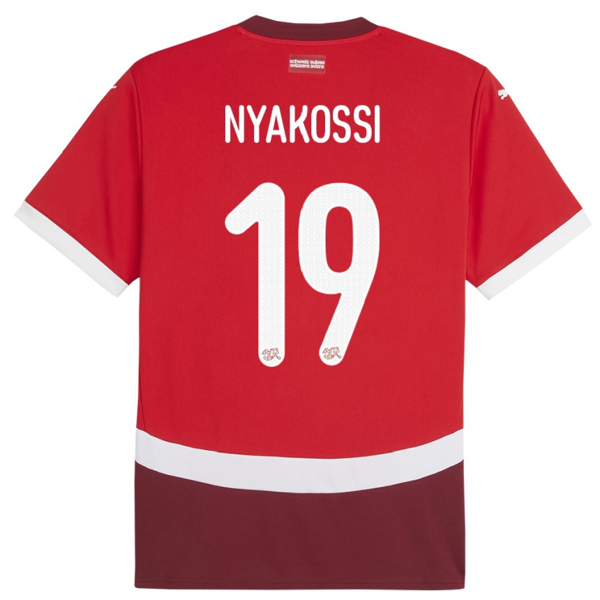 Kids Football Switzerland Roggerio Nyakossi #19 Red Home Jersey 24-26 T-Shirt Uk