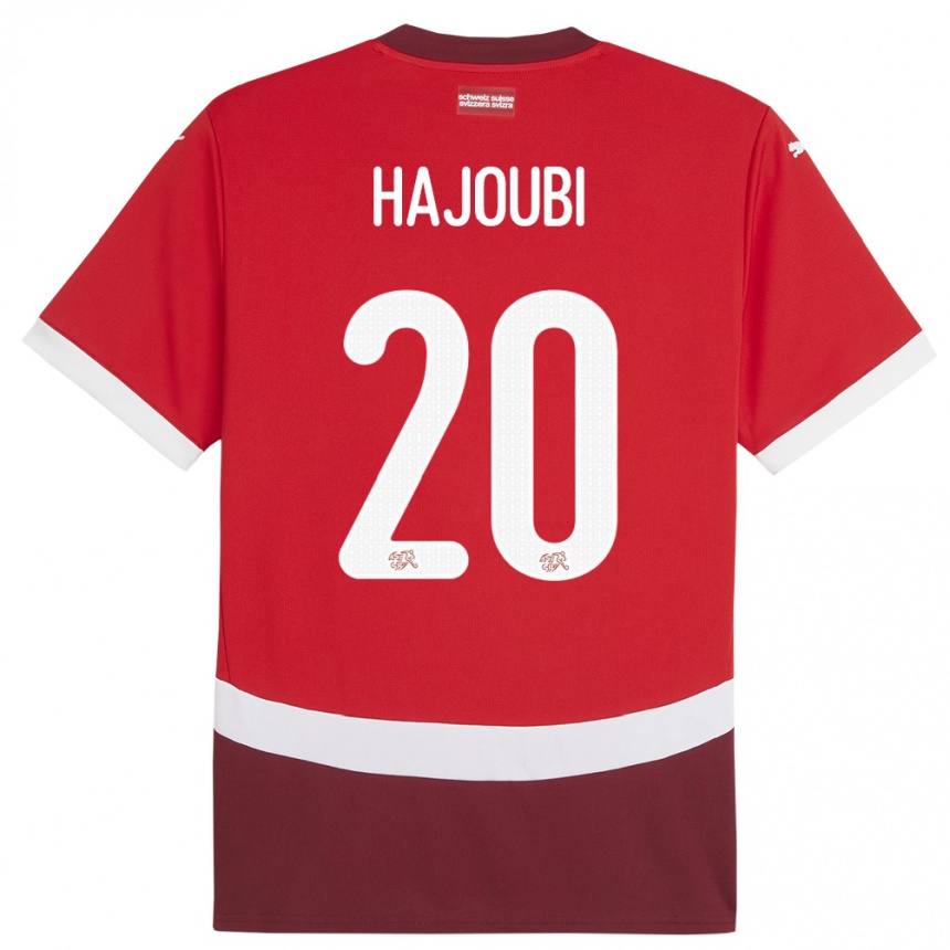 Kids Football Switzerland Amin Hajoubi #20 Red Home Jersey 24-26 T-Shirt Uk