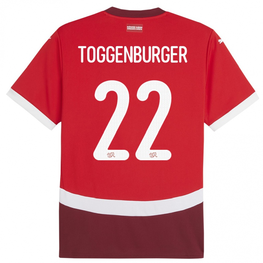 Kids Football Switzerland Nando Toggenburger #22 Red Home Jersey 24-26 T-Shirt Uk