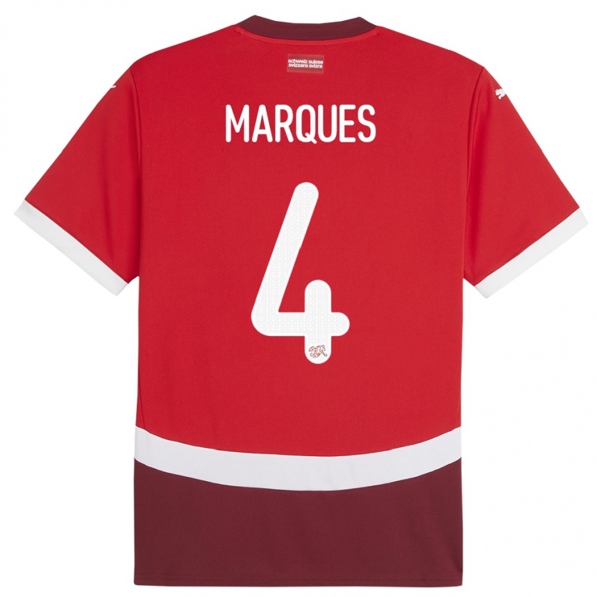 Kids Football Switzerland Christian Marques #4 Red Home Jersey 24-26 T-Shirt Uk