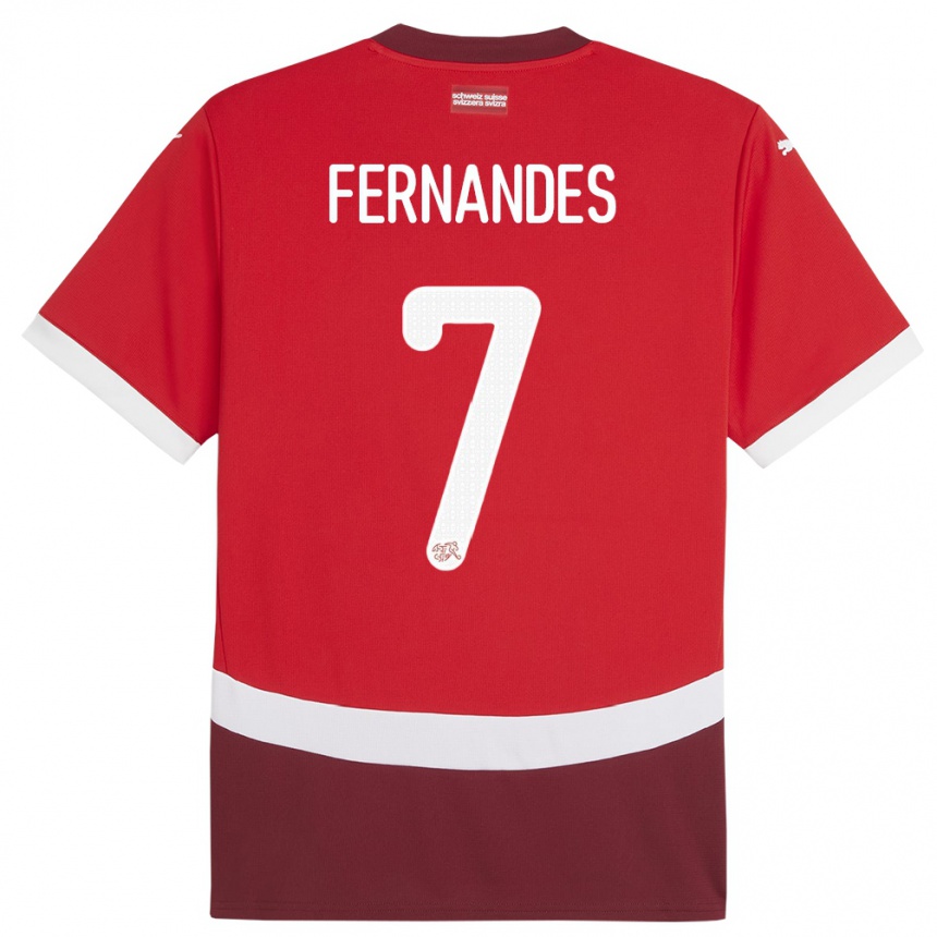 Kids Football Switzerland Ruben Fernandes #7 Red Home Jersey 24-26 T-Shirt Uk