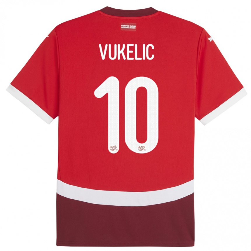 Kids Football Switzerland Mile Vukelic #10 Red Home Jersey 24-26 T-Shirt Uk