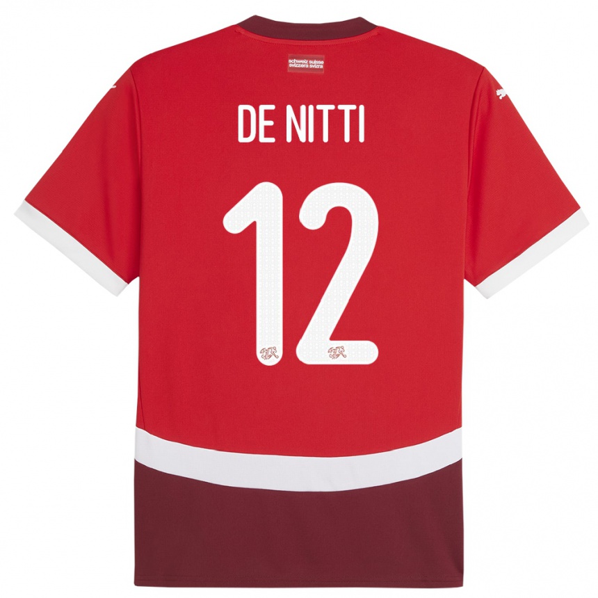 Kids Football Switzerland Gianni De Nitti #12 Red Home Jersey 24-26 T-Shirt Uk