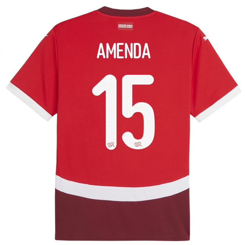 Kids Football Switzerland Aurele Amenda #15 Red Home Jersey 24-26 T-Shirt Uk