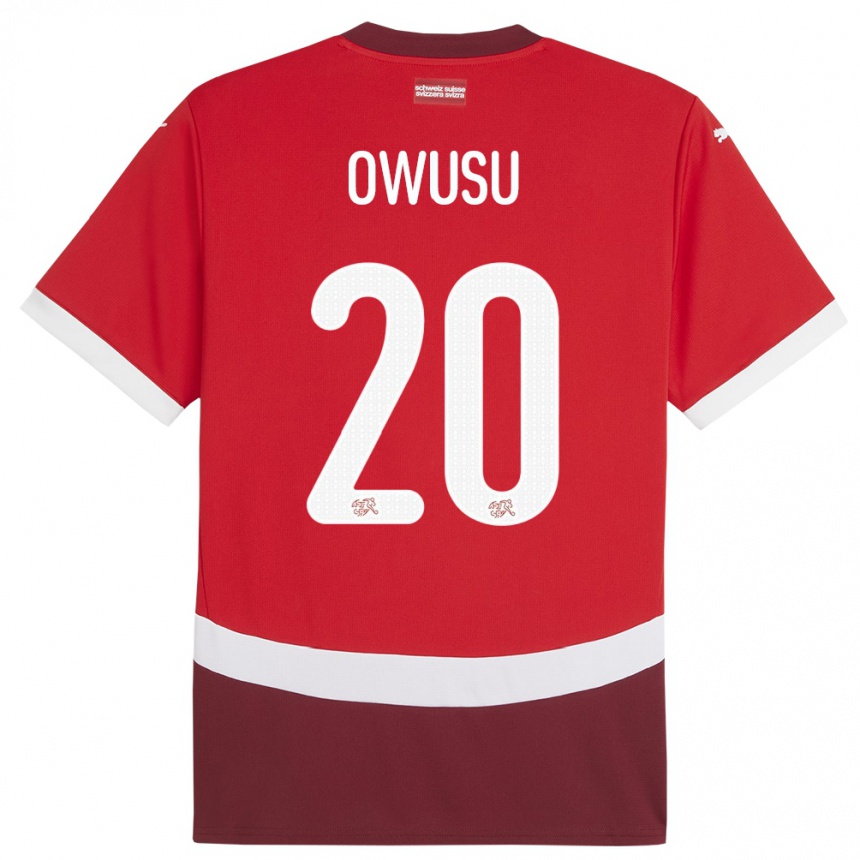 Kids Football Switzerland Tyron Owusu #20 Red Home Jersey 24-26 T-Shirt Uk