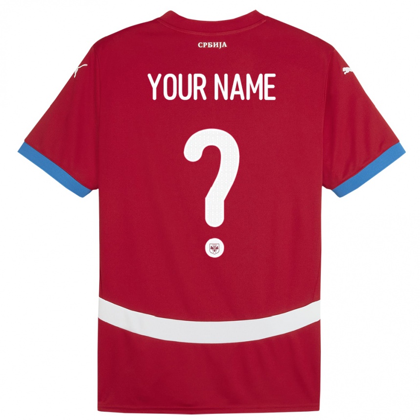 Kids Football Serbia Your Name #0 Red Home Jersey 24-26 T-Shirt Uk