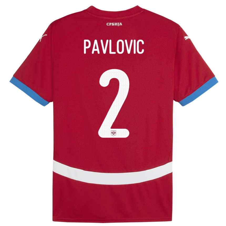 Kids Football Serbia Strahinja Pavlovic #2 Red Home Jersey 24-26 T-Shirt Uk