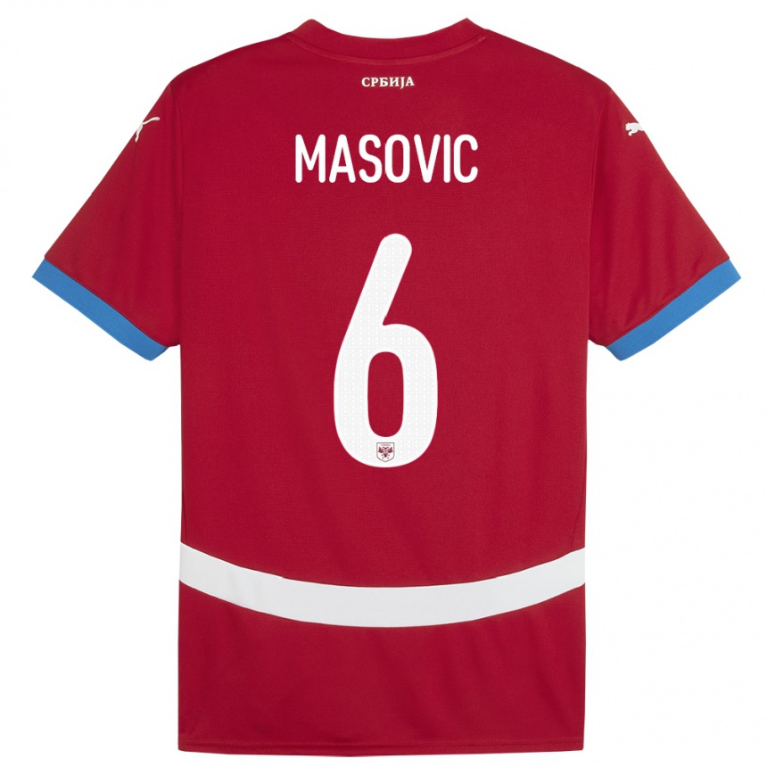 Kids Football Serbia Erhan Masovic #6 Red Home Jersey 24-26 T-Shirt Uk