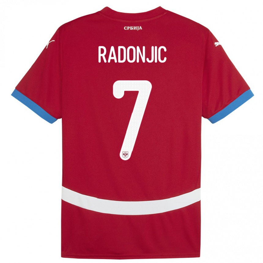 Kids Football Serbia Nemanja Radonjic #7 Red Home Jersey 24-26 T-Shirt Uk