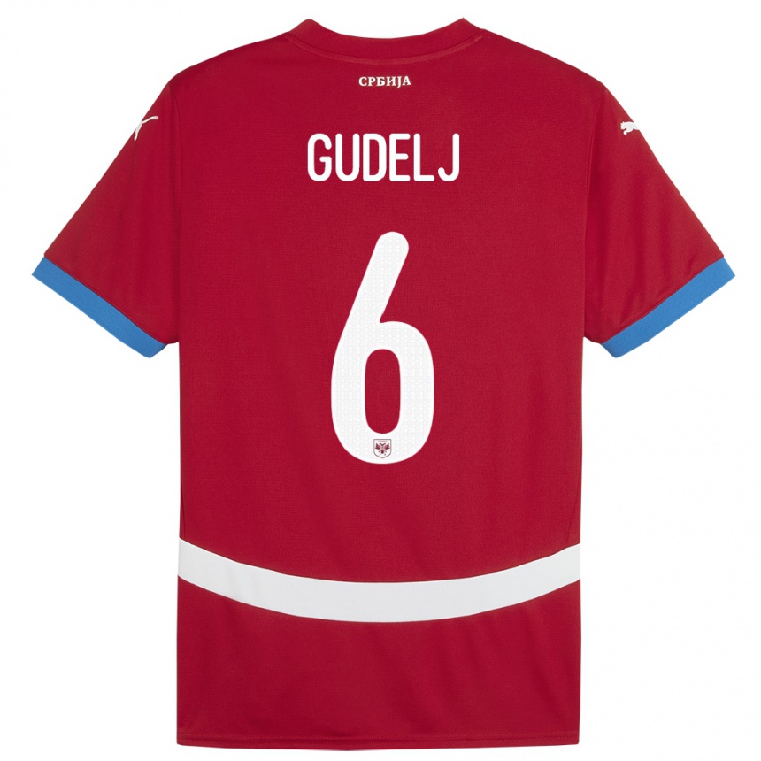 Kids Football Serbia Nemanja Gudelj #6 Red Home Jersey 24-26 T-Shirt Uk