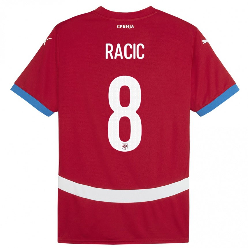 Kids Football Serbia Uros Racic #8 Red Home Jersey 24-26 T-Shirt Uk