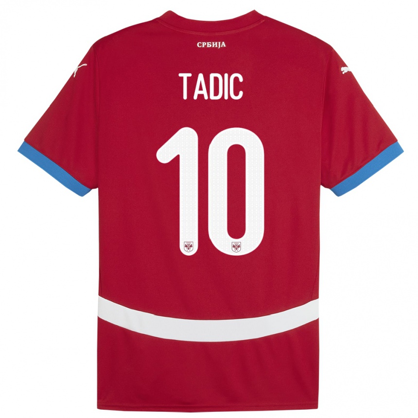 Kids Football Serbia Dusan Tadic #10 Red Home Jersey 24-26 T-Shirt Uk