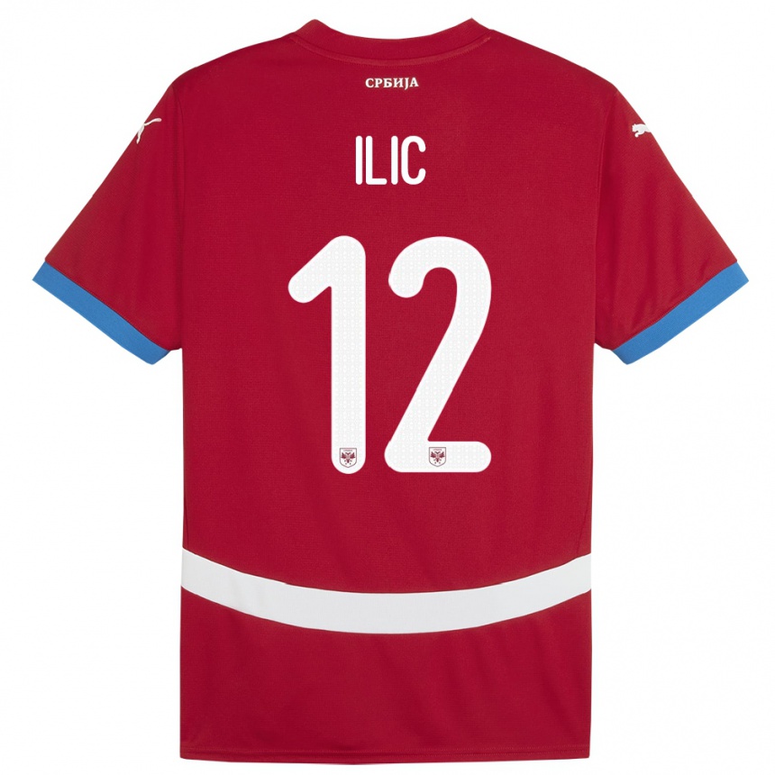 Kids Football Serbia Marko Ilic #12 Red Home Jersey 24-26 T-Shirt Uk