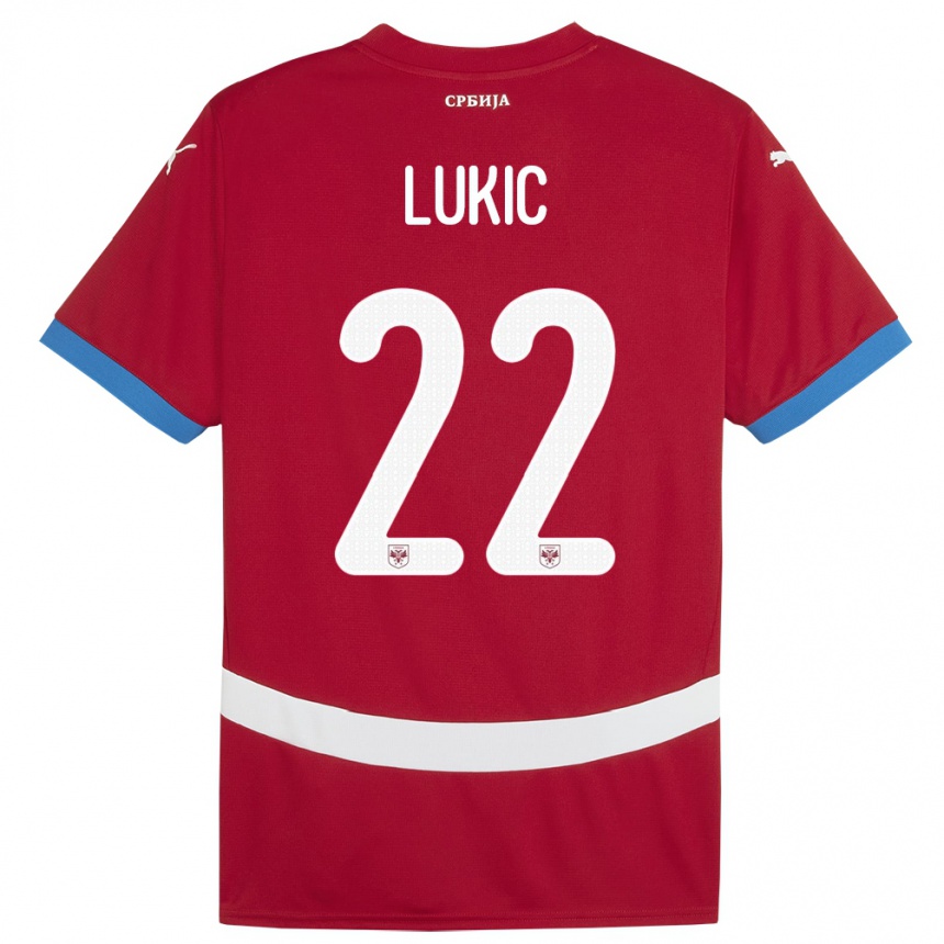 Kids Football Serbia Sasa Lukic #22 Red Home Jersey 24-26 T-Shirt Uk