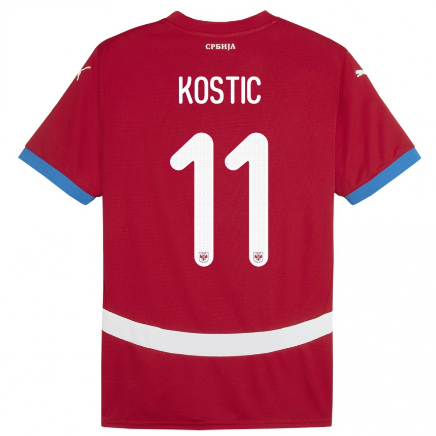 Kids Football Serbia Filip Kostic #11 Red Home Jersey 24-26 T-Shirt Uk