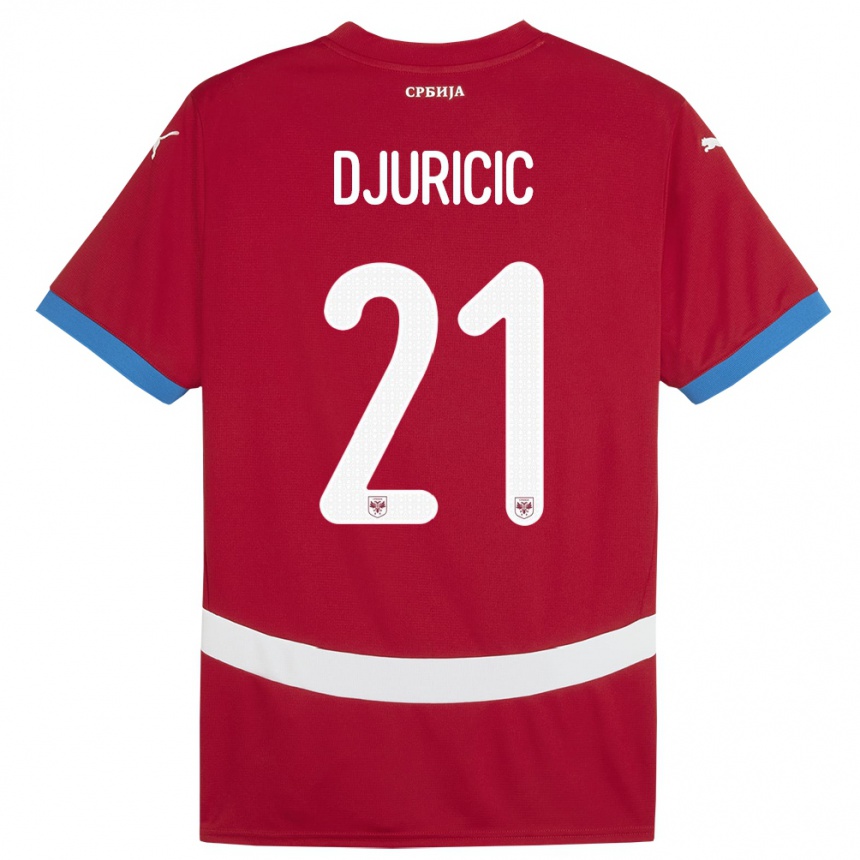 Kids Football Serbia Filip Djuricic #21 Red Home Jersey 24-26 T-Shirt Uk