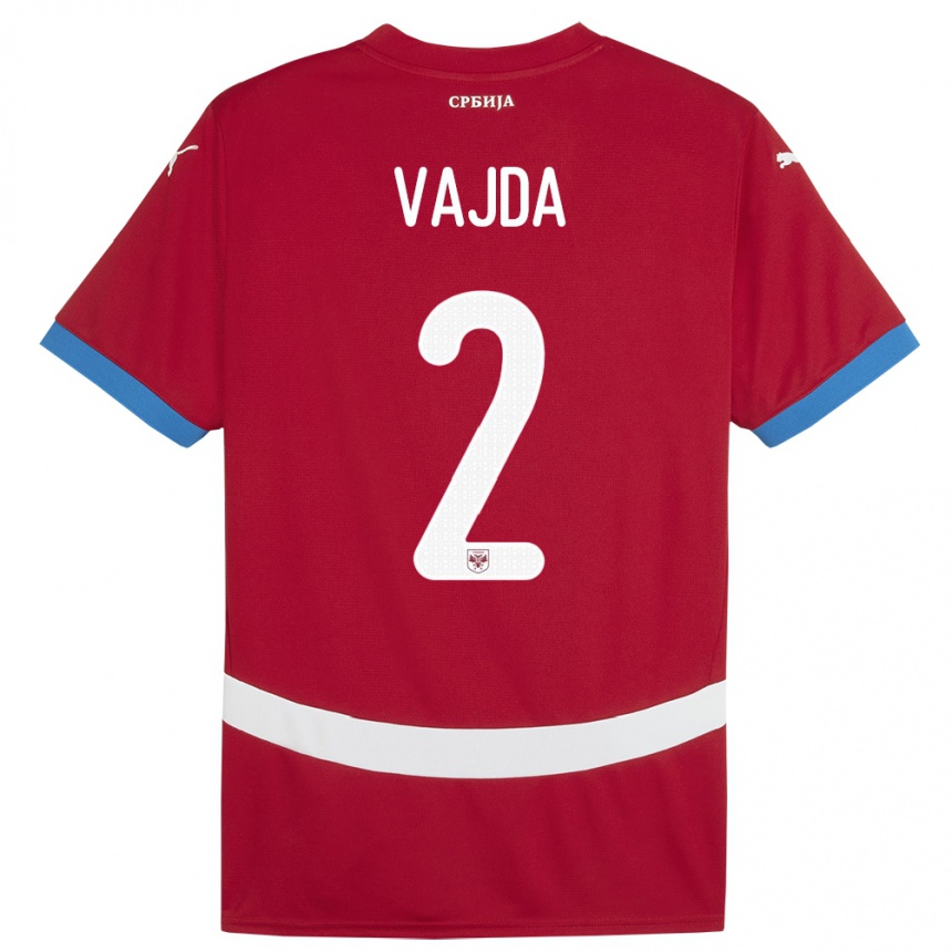 Kids Football Serbia Orsoja Vajda #2 Red Home Jersey 24-26 T-Shirt Uk