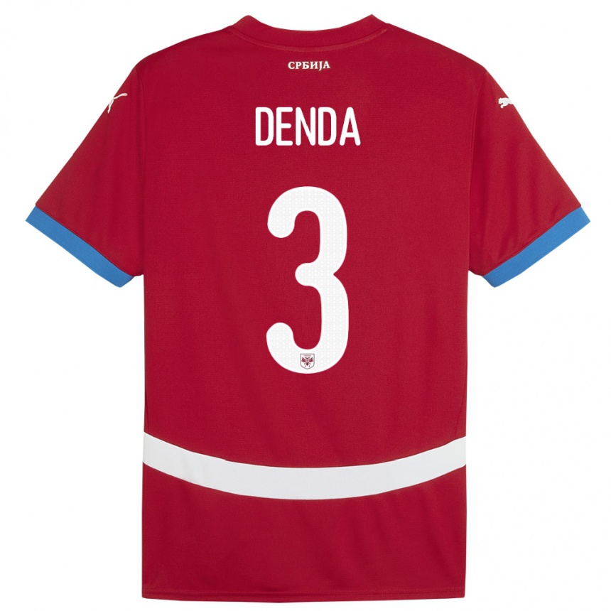 Kids Football Serbia Milica Denda #3 Red Home Jersey 24-26 T-Shirt Uk