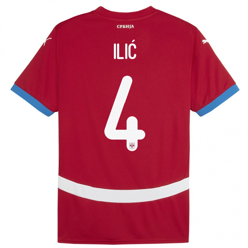 Kids Football Serbia Marija Ilic #4 Red Home Jersey 24-26 T-Shirt Uk