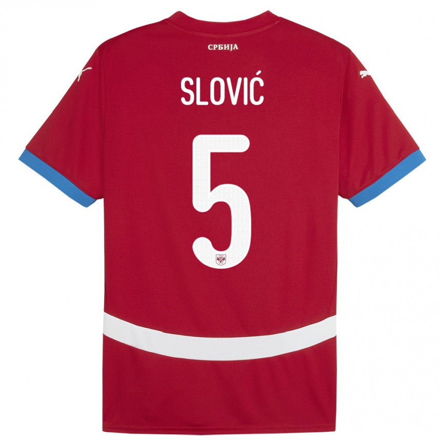 Kids Football Serbia Violeta Slovic #5 Red Home Jersey 24-26 T-Shirt Uk