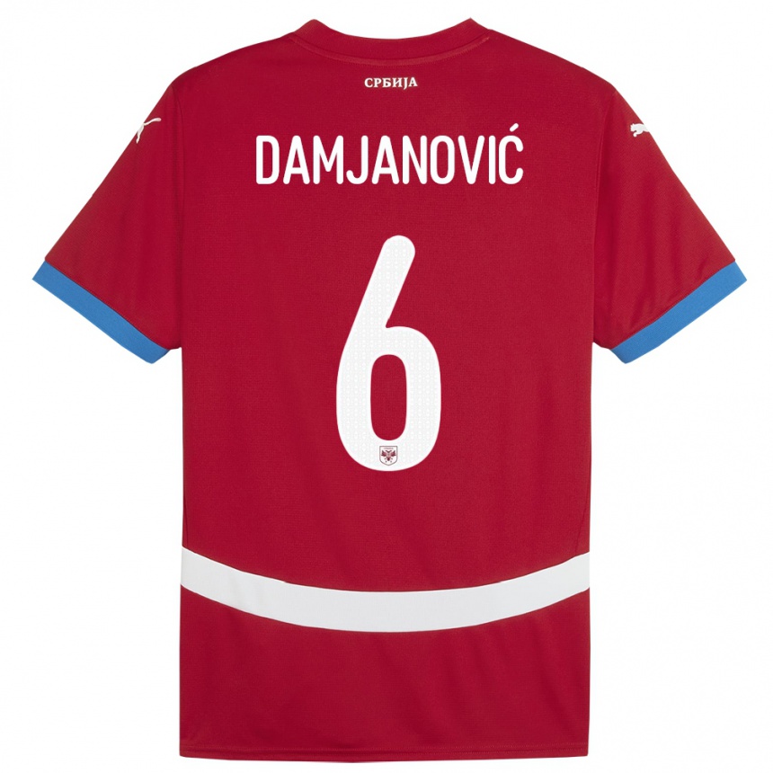 Kids Football Serbia Nevena Damjanovic #6 Red Home Jersey 24-26 T-Shirt Uk