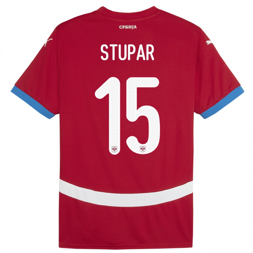 Kids Football Serbia Zivana Stupar #15 Red Home Jersey 24-26 T-Shirt Uk