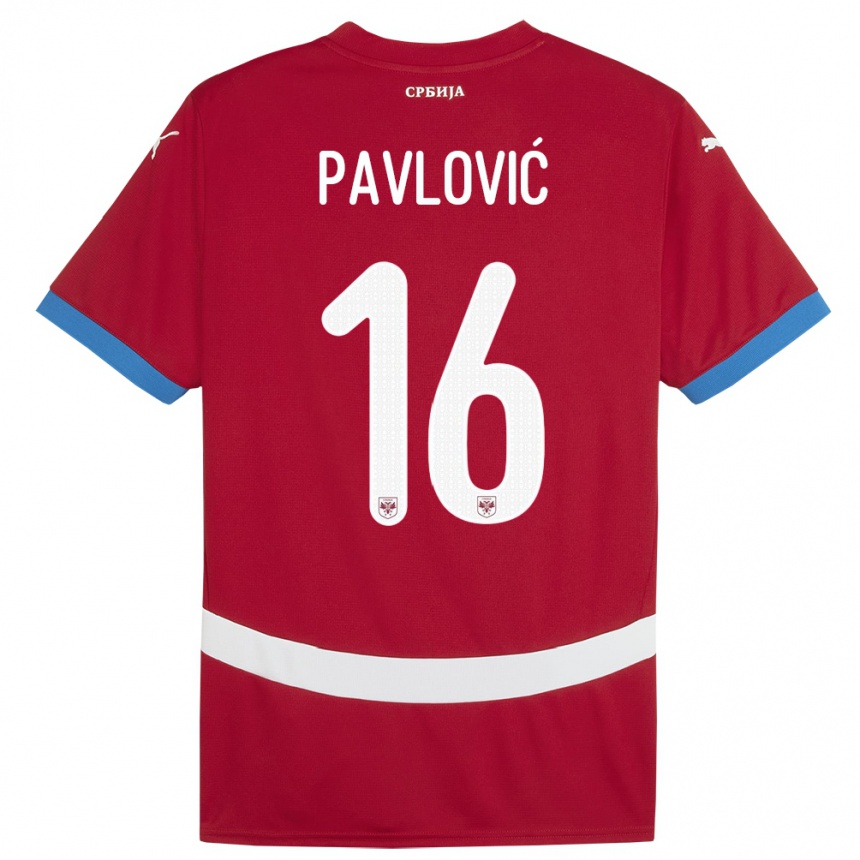 Kids Football Serbia Sara Pavlovic #16 Red Home Jersey 24-26 T-Shirt Uk