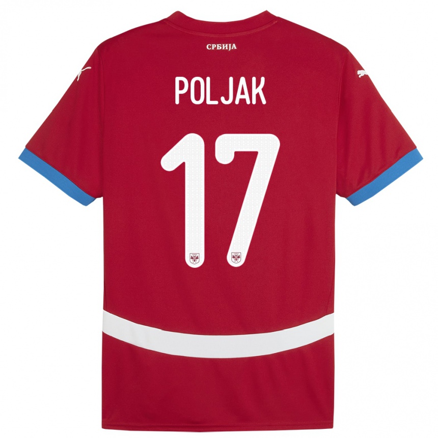 Kids Football Serbia Allegra Poljak #17 Red Home Jersey 24-26 T-Shirt Uk