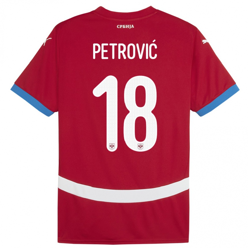 Kids Football Serbia Emilija Petrovic #18 Red Home Jersey 24-26 T-Shirt Uk