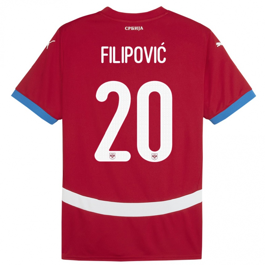 Kids Football Serbia Tijana Filipovic #20 Red Home Jersey 24-26 T-Shirt Uk