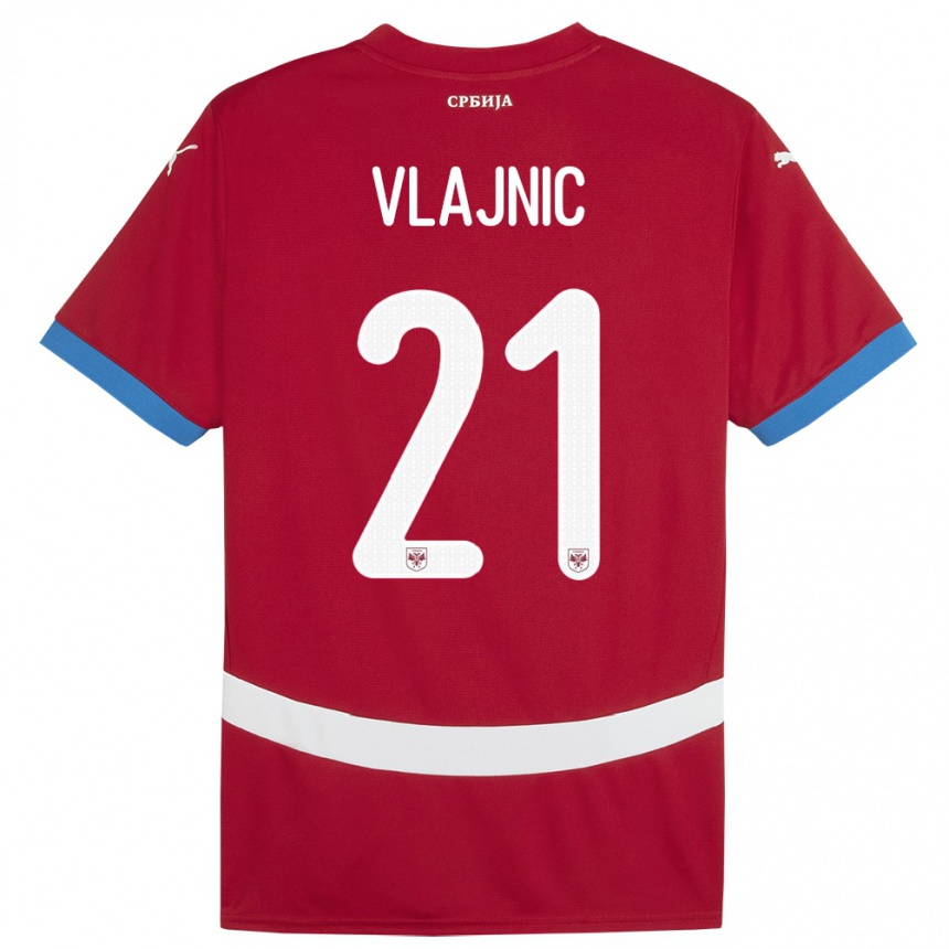 Kids Football Serbia Tyla Jay Vlajnic #21 Red Home Jersey 24-26 T-Shirt Uk