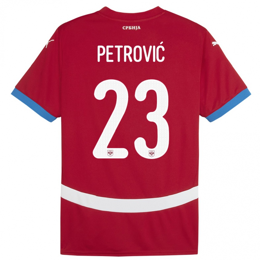 Kids Football Serbia Jovana Petrovic #23 Red Home Jersey 24-26 T-Shirt Uk