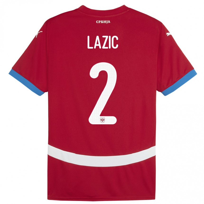 Kids Football Serbia Uros Lazic #2 Red Home Jersey 24-26 T-Shirt Uk