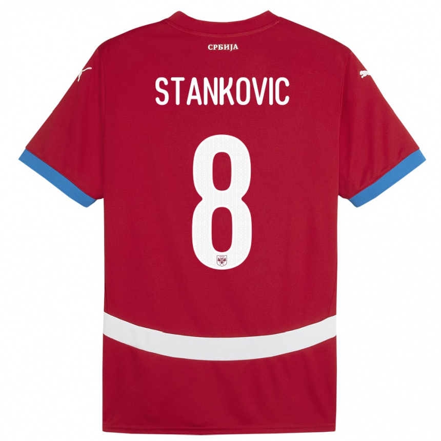 Kids Football Serbia Nikola Stankovic #8 Red Home Jersey 24-26 T-Shirt Uk