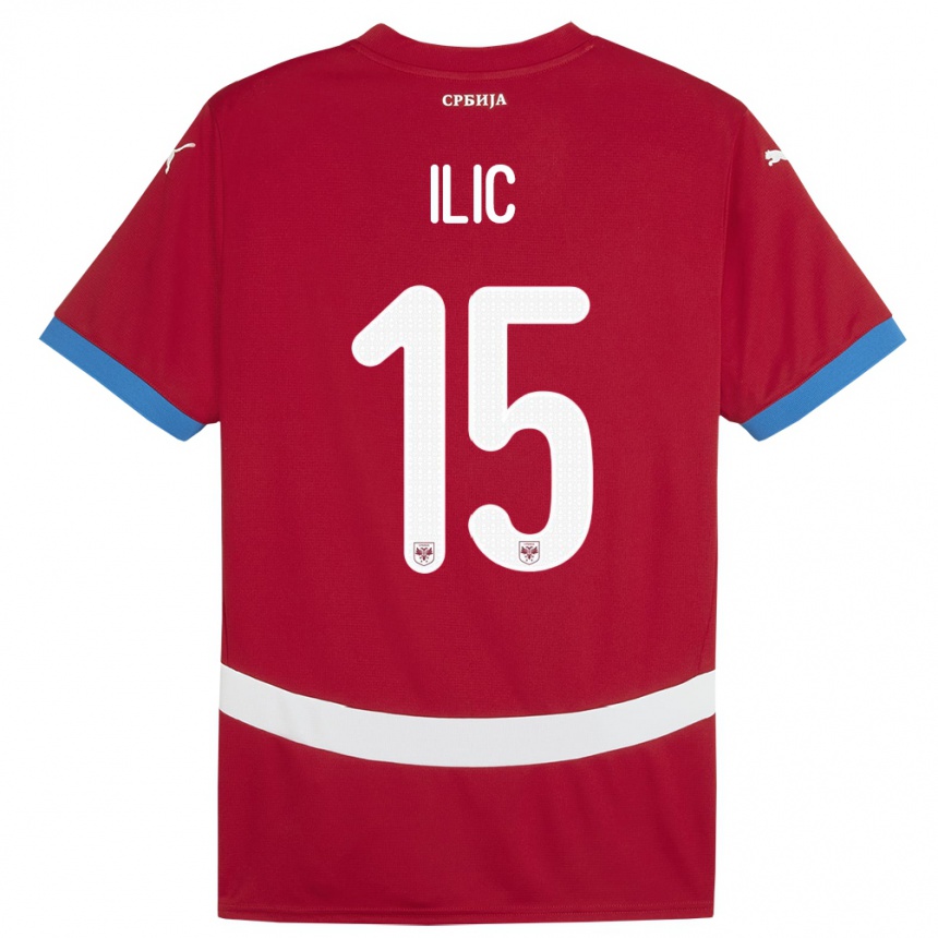 Kids Football Serbia Mihajlo Ilic #15 Red Home Jersey 24-26 T-Shirt Uk