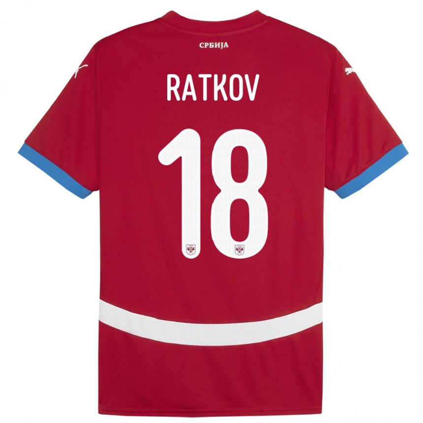 Kids Football Serbia Petar Ratkov #18 Red Home Jersey 24-26 T-Shirt Uk