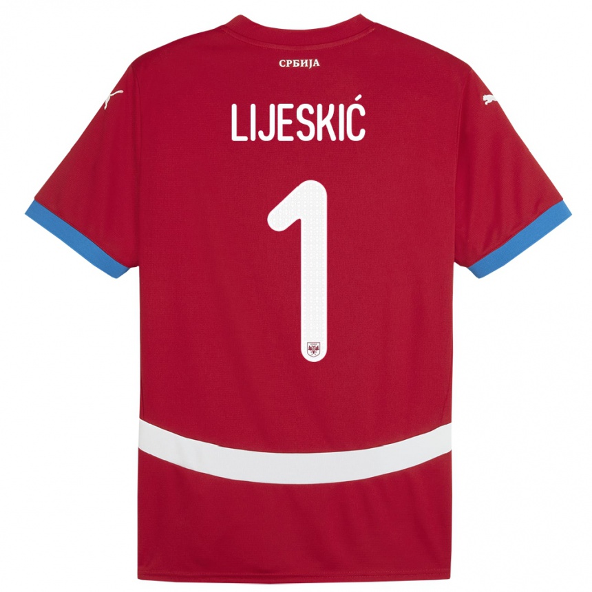 Kids Football Serbia Luka Lijeskic #1 Red Home Jersey 24-26 T-Shirt Uk