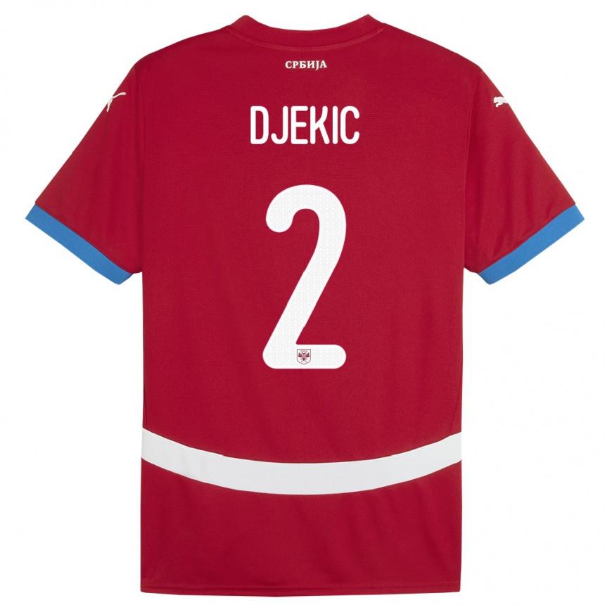 Kids Football Serbia Djuro Giulio Djekic #2 Red Home Jersey 24-26 T-Shirt Uk