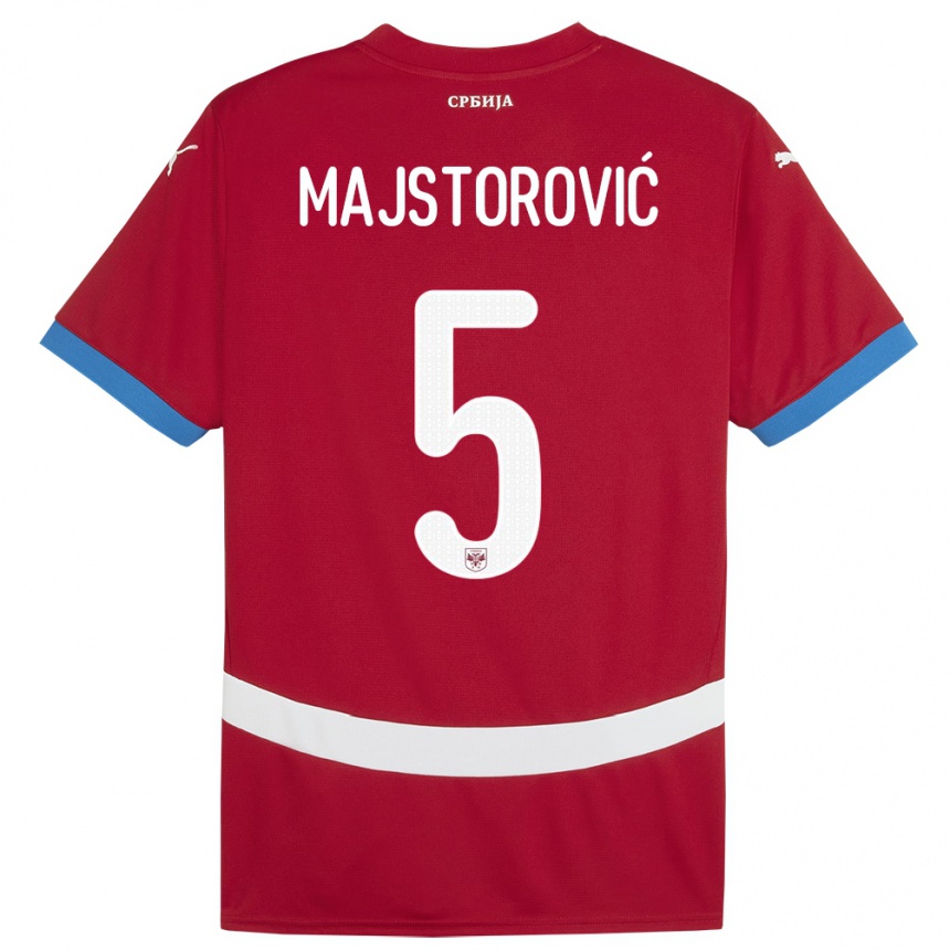 Kids Football Serbia Milan Majstorovic #5 Red Home Jersey 24-26 T-Shirt Uk