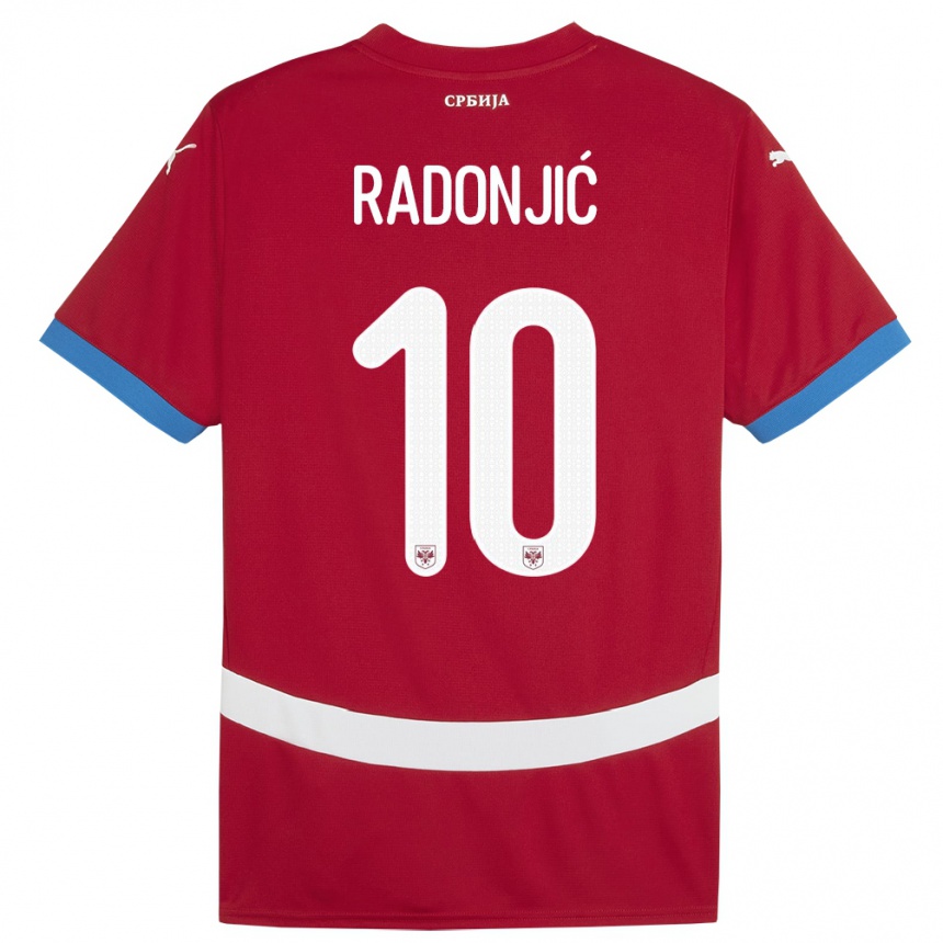 Kids Football Serbia Mateja Radonjic #10 Red Home Jersey 24-26 T-Shirt Uk