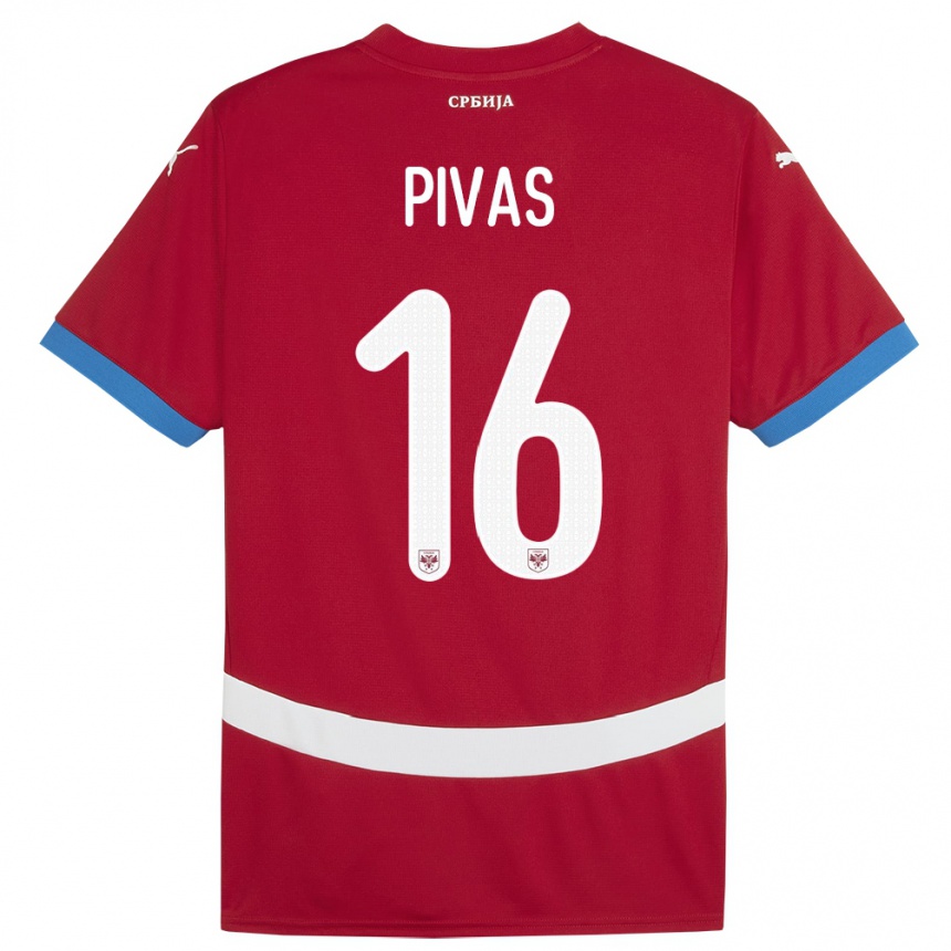 Kids Football Serbia Miodrag Pivas #16 Red Home Jersey 24-26 T-Shirt Uk