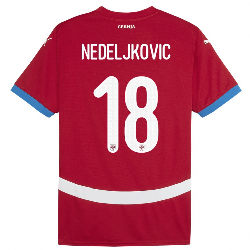 Kids Football Serbia Kosta Nedeljkovic #18 Red Home Jersey 24-26 T-Shirt Uk