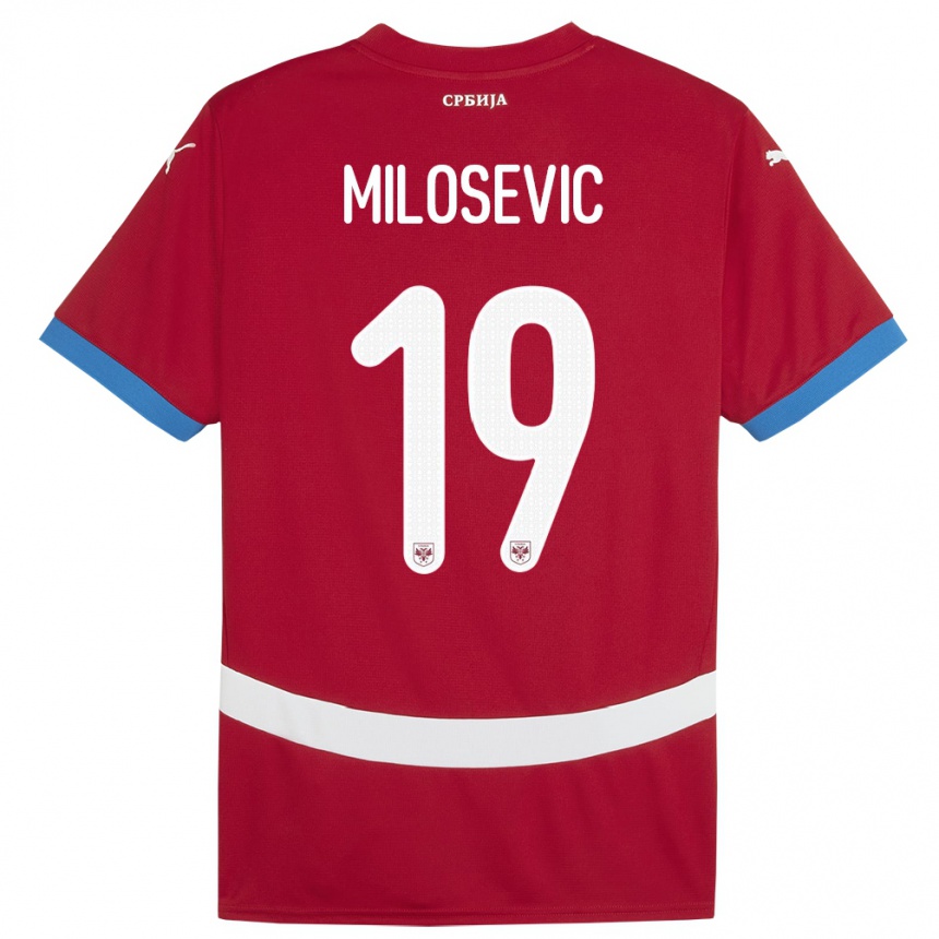 Kids Football Serbia Jovan Milosevic #19 Red Home Jersey 24-26 T-Shirt Uk