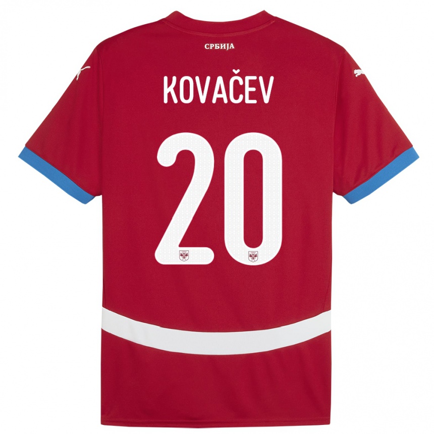 Kids Football Serbia Milan Kovacev #20 Red Home Jersey 24-26 T-Shirt Uk