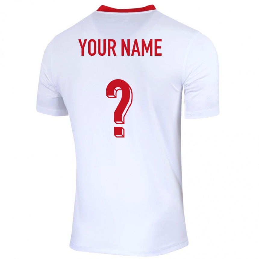 Kids Football Poland Your Name #0 White Home Jersey 24-26 T-Shirt Uk