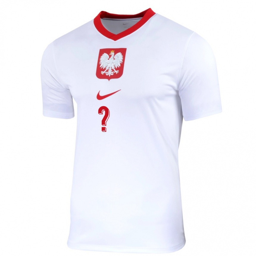 Kids Football Poland Your Name #0 White Home Jersey 24-26 T-Shirt Uk