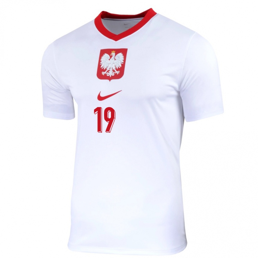 Kids Football Poland Przemyslaw Frankowski #19 White Home Jersey 24-26 T-Shirt Uk