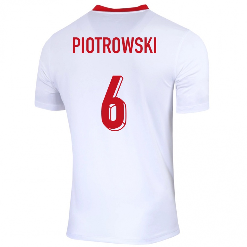 Kids Football Poland Jakub Piotrowski #6 White Home Jersey 24-26 T-Shirt Uk