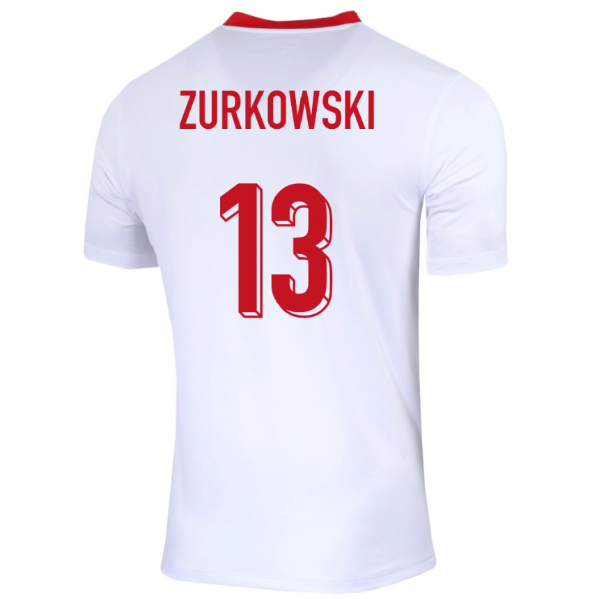 Kids Football Poland Szymon Zurkowski #13 White Home Jersey 24-26 T-Shirt Uk